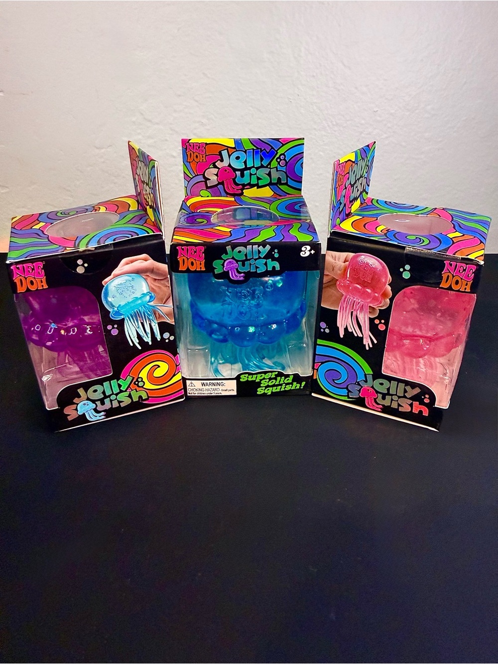Needoh 3 PK Jellysquish BUNDLE - Glitter PURPLE + BLUE + PINK - Picture 2 of 15